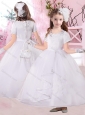 Fashionable Ankle Length Applique Flower Girl Dress with Short Sleeves