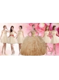 Classical Applique and Ruffled Champagne Sweet 16 Dress and Short Dama Dresses