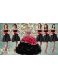 Pretty Zebra Ruffled Red and Black Quinceanera Dress and Beaded Short Dama Dresses