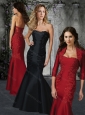Mermaid Strapless Red Mother of  The Bride Dress with Appliques and Beading