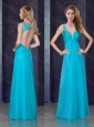 2016 Simple Empire Straps  Beaded and Applique Prom Dress in Teal