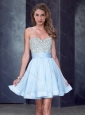 New Style Beaded Sweetheart Short Prom Dress in Light Blue