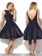 Beautiful A Line Applique Backless Black Prom Dress in Taffeta