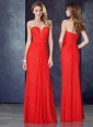 Empire Sweetheart Red Prom Dress with Ruching and Belt