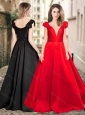 Exclusive Cap Sleeves Satin Homecoming Dress with Deep V Neckline