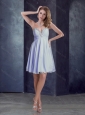 Latest Chiffon Beaded Top Short Prom Dress in Lavender