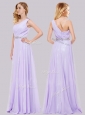 Simple One Shoulder Belted with Beading Homecoming Dress in Lavender