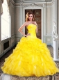 2016 Fashionable Princess Yellow Sweet 16 Dress with Beading and Ruffles forWinter
