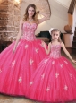 Affordable Hot Pink Princesita Quinceanera Dresses with Beading and Appliques