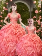 Exclusive Orange Red Princesita Quinceanera Gowns with Ruffles and Beading