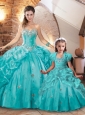 Latest Beaded and Bubble Turquois Princesita Quinceanera Dresses in Organza