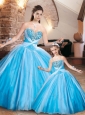 Popular Puffy Skirt Baby Blue Princesita Quinceanera Dresses with Beading