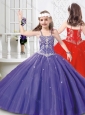 Modest Straps Beaded Mini Quinceanera Dress in Tulle for 2016