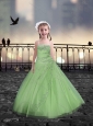 Spaghetti Straps Spring Green Mini Quinceanera Dresses with Beading