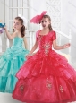 Popular Organza Applique and Beaded Mini Quinceanera Dress in Red