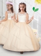 Popular Scoop Tulle Applique Mini Quinceanera Dress in Champagne