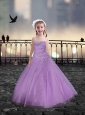 Spaghetti Straps Beaded Lilac Mini Quinceanera Dresses in Tulle