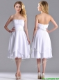 Cheap Strapless Chiffon White Dama Dress with Ruched Decorated Bust
