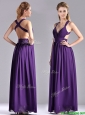 Sexy Purple Criss Cross Prom Dress with Ruched Decorated Bust