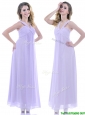 Wonderful Ruched Decorated Bust Ankle Length Dama Dresses for Quinceanera in Lavender