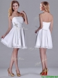 2016 Elegant Empire Strapless Beaded White Dama Dress for Quinceanera in Chiffon