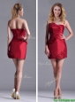 Best Selling Column Wine Red Dama Dress with Asymmetrical Neckline