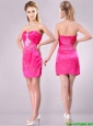 Discount Applique with Beading and Rhinestoned Dama Dresses for Quinceanera in Hot Pink