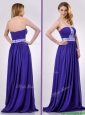 Empire Strapless Beaded Purple Long Prom Dress for Evening