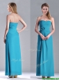 Hot Sale Ankle Length Hand Crafted Flower Bridesmaid Dress in Teal