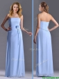 Cheap Strapless Hand Crafted Flower Long Bridesmaid Dress in Light Blue