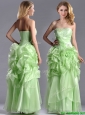 Classical Beaded and Bubble Organza Prom Dress in Yellow Green