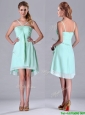 Empire Straps Apple Green Ruching Short Bridesmaid Dress in Chiffon