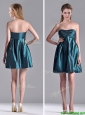 New Arrivals Strapless Ruched Taffeta Short Bridesmaid Dress in Teal