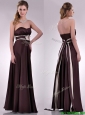Beautiful Applique Decorated Waist Brown Mother of the Bride Dress in Taffeta