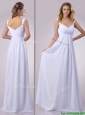 Hot Sale Empire Beaded White Chiffon Bridesmaid Dress with Straps