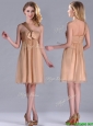 New Style One Shoulder Chiffon Short Mother of the Bride Dress in Champagne