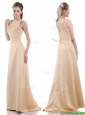 2016 Simple Column Scoop Bowknot Mother of the Bride Dress in Champagne