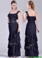 Best Selling Asymmetrical Ankle Length Mother of the Bride Dress with Ruffled Layers