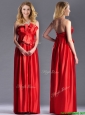 Gorgeous Empire Red Long Mother of the Bride Dress in Elastic Woven Satin
