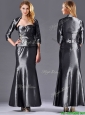 Mermaid Sweetheart Ankle-length Beaded Silver Mother of the Bride Dress with Jacket