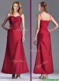 Exclusive Spaghetti Straps Wine Red Mother of the Bride Dress with Beading and Ruching