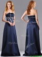 Fashionable Column Strapless Taffeta Long Mother of the Bride Dress in Navy Blue
