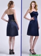 Luxurious Strapless Zipper Up Ruched Mother of the Bride Dress in Navy Blue