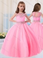 Beautiful Ball Gowns Scoop Short Sleeves Mini Quinceanera Dress in Baby Pink