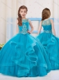 Pretty Ball Gowns Organza Beaded Side Zipper Mini Quinceanera Dress with Scoop