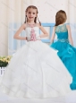 White Ball Gowns Scoop Organza Side Zipper Mini Quinceanera  Dress with Beading