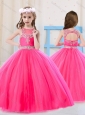 Beautiful Princess Pierced Hot Pink Little Girl Pageant Dress with Scoop