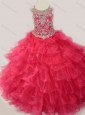 Cute Ball Gown Coral Red Beading and Ruffled Layers Mini Quinceanera Dress with Straps and Off the Shoulder