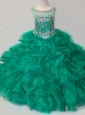 Exquisite Beaded and Ruffled Organza Mini Quinceanera Dress in Green