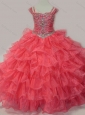 Perfect Sweetheart Beaded Mini Quinceanera Dress with Spaghetti Straps in Coral Red